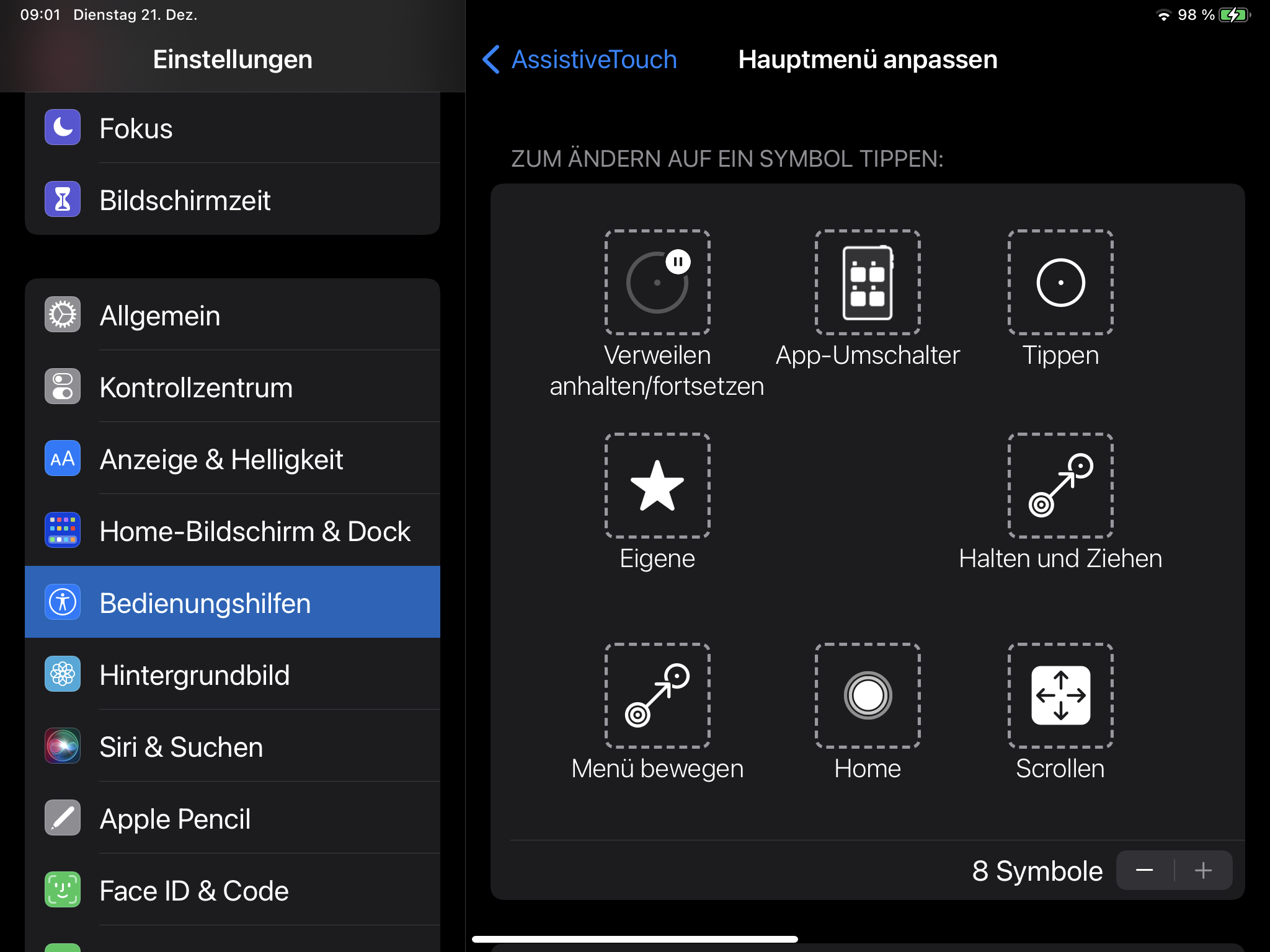 Bedienungshilfe Assistive Touch